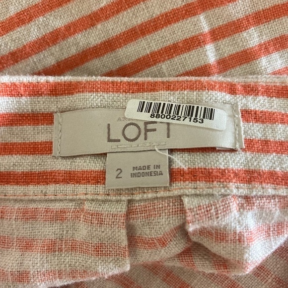 LOFT 100% linen pleated striped mini skirt spring summer pink size 2 - Picture 6 of 8